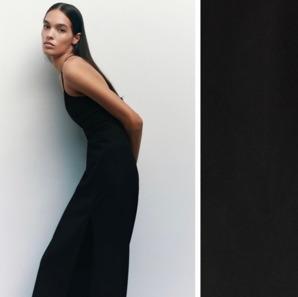 Zara Black Sheath Midi Dress Cross Strap Women's Small - Picture 3 of 13